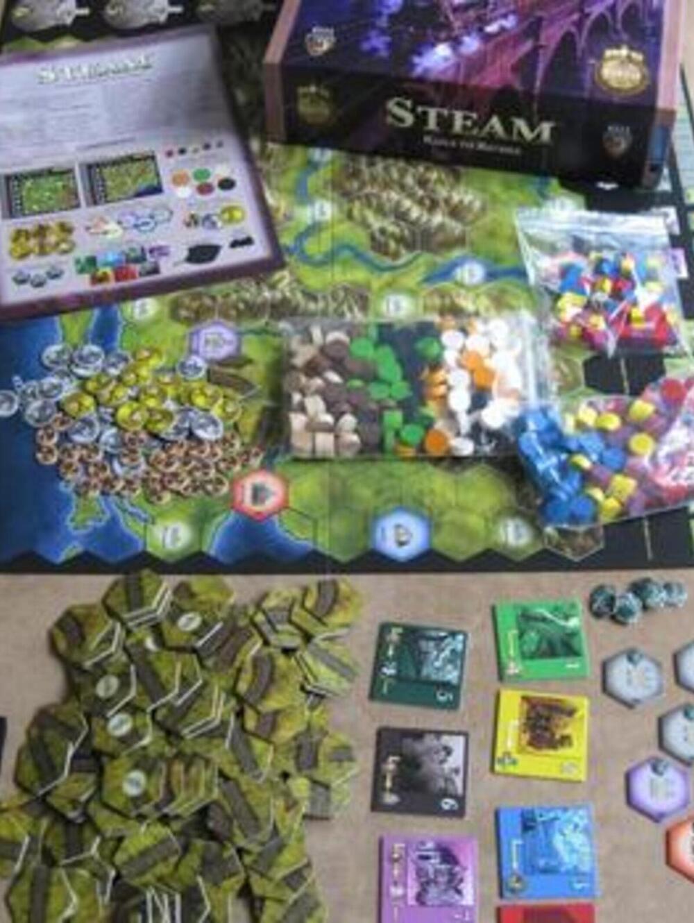 Steam: Rails to Riches Board Game / Martin Wallace / Minor box wear / Complete - Picture 3 of 5